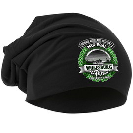 UGLYSHIRT EIN Leben lang Wolfsburg Knitted Hat Wolfsburg Sports Hat Logo Hat City Stretchy Beanie, black