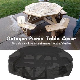 StorMaster Octagon Picnic Table Cover for 6/8 seat Octagonal Waterproof Outdoor Patio Octagon Picnic Table & Chair Set Cover