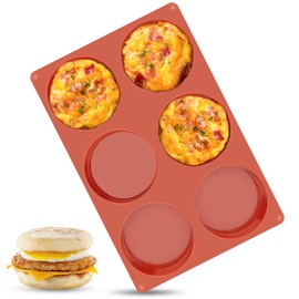 Ocmoiy 4 Inch Silicone Egg Mold for Baking/Jumbo Muffin Top Pan, 1 Pack Non-Stick Large Round Mold for Hamburger Bun, English Muffin, Tarts, Pies, Corn Bread, Egg Sandwich Breakfast