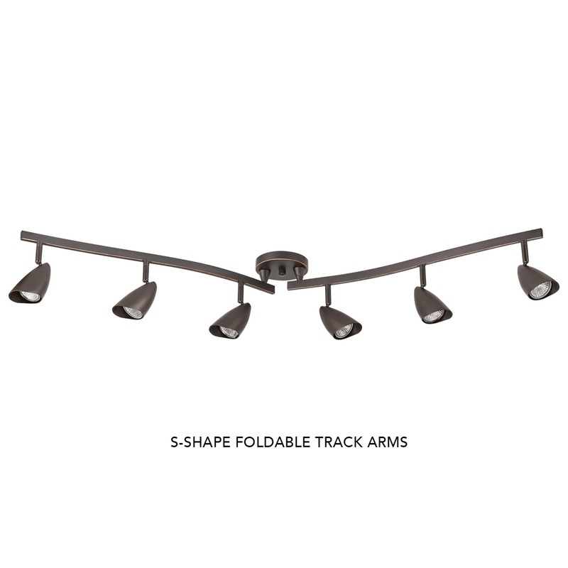 Globe Electric 59376 Grayson 6-Light Adjustable S-Shape Track Lighting, Bronze