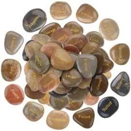 CHENGU 100 Pcs Inspirational Stones with Words Encouragement Engraved Motivational Rocks Bulk Faith Prayer Inspirational Stones for Teacher Volunteer Coworker Gifts