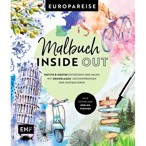 Malbuch Inside Out: Watercolor Europareise: Motive und Muster entdecken und