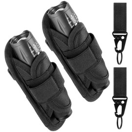 IronSeals 2 Pack 360° Rotatable Clip LED Flashlight Torch Holder Stretchable Adjustable Flashlight Torch Holster Holder Belt Case Pouch