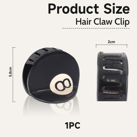 GlamRays Black 8 Ball Golf Club Hair Claw Clip for Women 2.15" Acetone Hair Claw 1 Piece