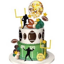 43 PCS Mini Football, Rugby Ball Player Cake Toppers - Goal Post, Themed Birthday Party Favors, Game Day Party Supplies