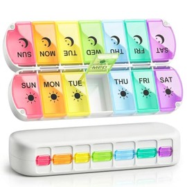 Gelibo Pill Organizer 2 Times a Day,Magnetic Foldable Weekly AM PM Pill Case, Large Travel Pill Box for Vitamins,Supplements,Medication Organizer 7 Da