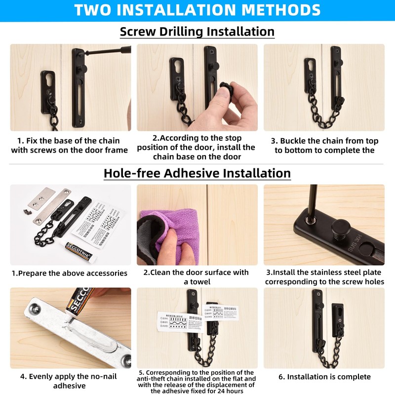KRYVLEXA Heavy Duty Door Chain Lock - 304 Stainless Steel,