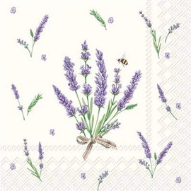 IHR Ideal Home Range Cocktail Napkins Disposable 3-Ply Paper Party Napkin Pack, 5" x 5", Bouquet of Lavender, 20-Count