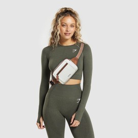 LATMAP 3L TRIPLE ZIP Fanny Packs Belt Bag For Women Men Crossbody Waist Pack Sling Chest Bum Travel Bag Purse Faux Leather Fashion Cute Beige