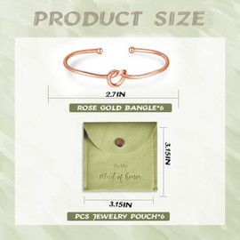 DHQH 6 Pcs Jewelry Bag Bridesmaid Bracelet Gifts, Set of 6 Microfiber Small Drawstring Bags with Bridesmaid Knot Bracelets, Bridal Party Favors (Green)