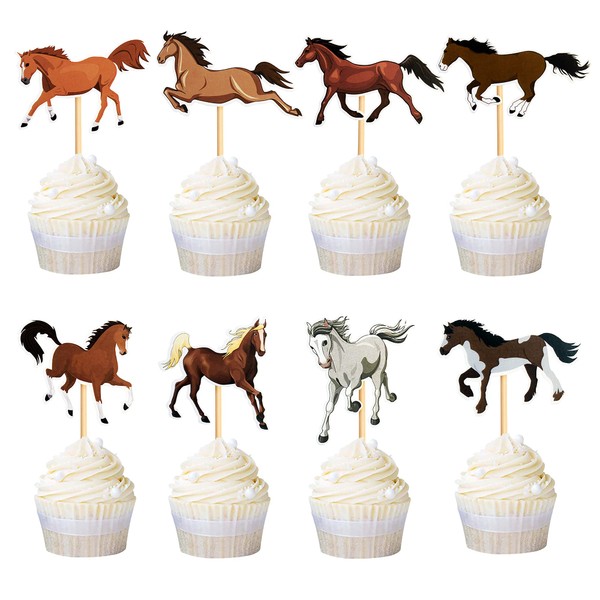 Ercadio Paquete de 48 adornos para cupcakes de caballos de