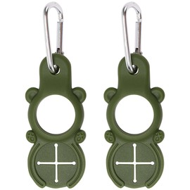 prendre PR-KUWHOL-GR Plastic Bottle Holder, Towel Holder, Set of 2, Bear, Animal, Cute, Drink Towel Holder, Animal, Carabiner Included, For Outdoor Activities, Mountain Climbing, Camping, Leisure