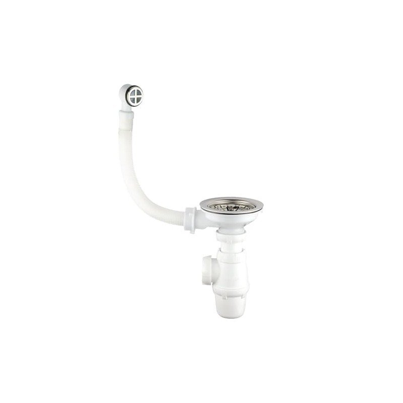 Wirquin 30723095 Single Basin Waste with Classic Siphon, Chrome and