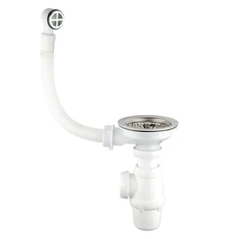 Wirquin 30723095 Single Basin Waste with Classic Siphon, Chrome and White, Chrome-Plated