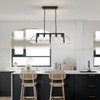 WUZUPS 5-Light Metal Chandelier Imitation Wood Grain Linear Pendant Ceiling