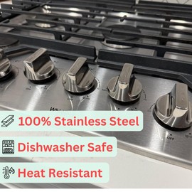 Good Knobs W11366438 Stainless Steel Stove Knobs Replacement for Whirlpool Gas Stove Range Cooktop Knob W11084623 W10850010 Compatible with Whirlpool Oven Burner Control Knobs 5 Pack