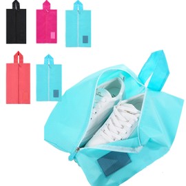 Shoe Bags for Travel Pack of 6, Shoe Storage Organiser with Zipper Closure, Portable Shoe Pouch with Handle for Men and Women Travel Accessories Vacation (Constellations Black Polka Geometry), blue, X