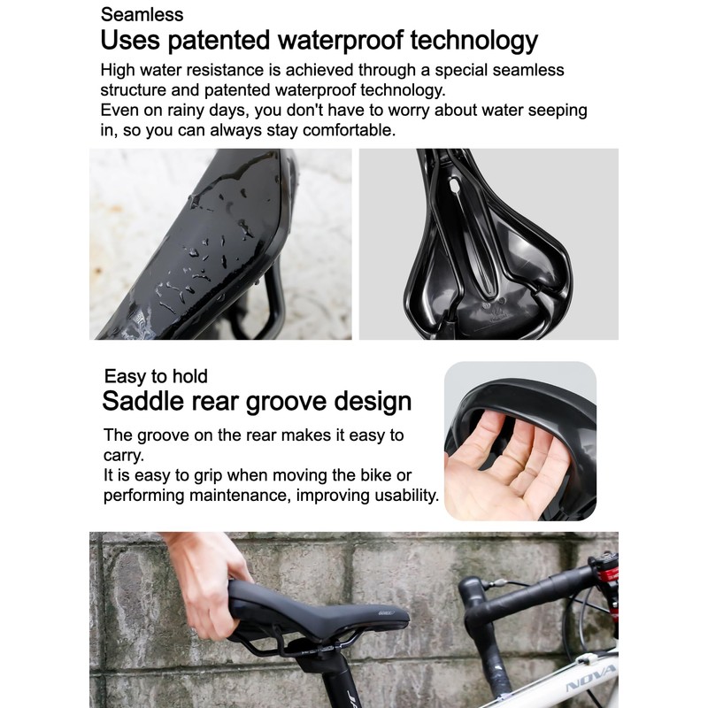 GORIX Bike Saddle Seat Wide Hole Shock Absorption Waterproof Soft