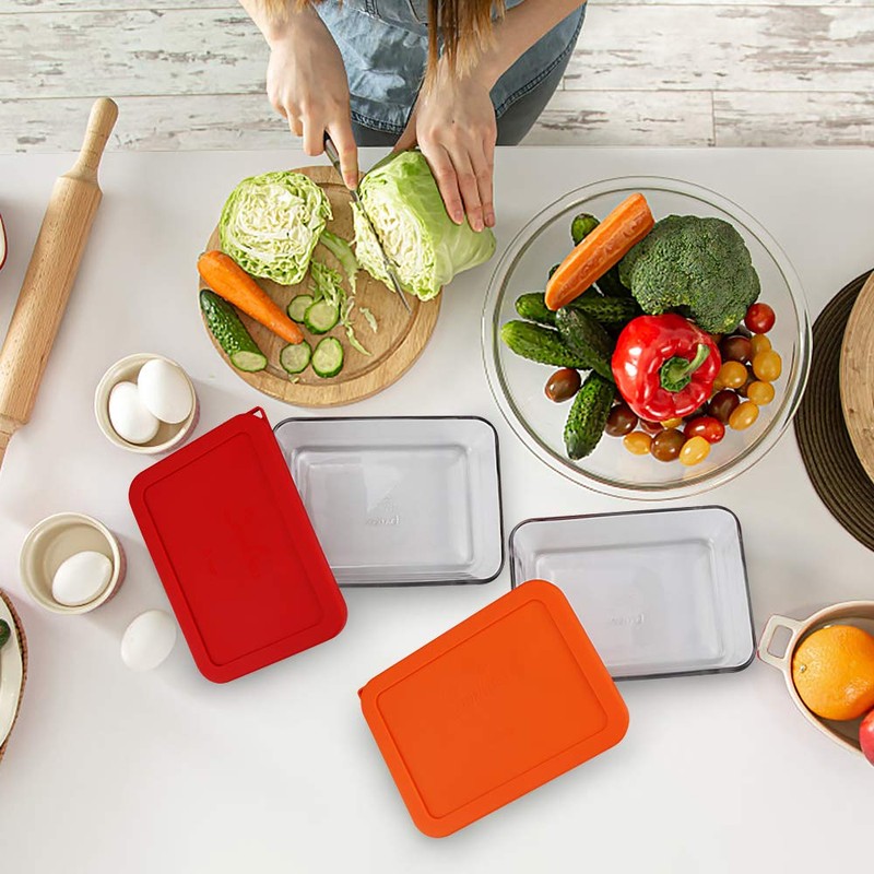 Sophico 3 Cup Rectangle Silicone Storage Cover Lids Replacement for