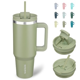 BJPKPK 40 oz Insulated Tumbler With Lid And Straw Stainless Steel Tumblers Cup With Handle For Women And Men,Sage