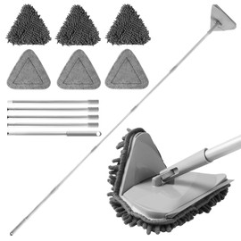 BOOMJOY Wall Cleaner Mop with 82 Inches Long Handle, Baseboard Cleaner Tool Duster with Squeegee, Ceiling Cleaning Tool with 6 Replacement Pads for Painted Walls, Window, Floor