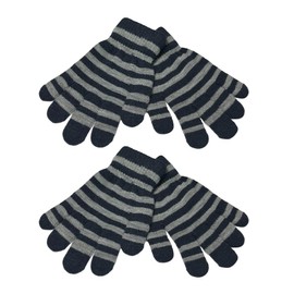 WESTEND CHOICE 2 Pairs Kids Gloves Boys Girls Warm Magic Gloves Children's Stretch Knitted Unisex Winter Gloves Age 3 – 7 (Black)