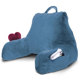 Nestl Reading Pillow for Kids & Teens with Shredded Memory Foam, Backrest Pillows for Reading, Watching, and Gaming, Use on the Couch, Bed, or Floor, Adjustable Support with Washable Cover Blue Heaven