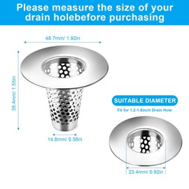 0XBIT Bath Hair Catcher, 3 Pieces Hair Catcher for Bath Plug Filter Shower, Stainless Steel Shower Plug Hair Trap, Sink Filter Insert, Suitable for Kitchen, Bathroom, Balcony