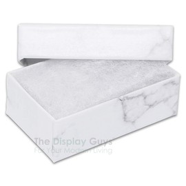 TheDisplayGuys 100-Pack #11 Cotton Filled Cardboard Paper Jewelry Box Gift Case - Marble White (2 1/8" x 1 6/8" x 3/4")