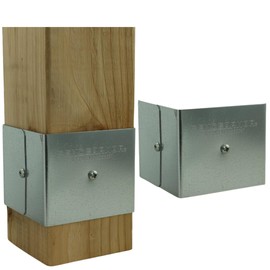 Fence Armor Galvanized Steel Post Guard | 1 Pair 4” x 4” x 3” (Galvanized) | Protection Against String Trimmer & Lawn Maintenance Equipment Damage | Includes 4 USA Matching Screws