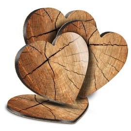 Destination Vinyl ltd Great Coasters (Set of 4) Heart - Wood Bark Nature Mum Drink Glossy Coasters/Tabletop Protection for Any Table Type #3758