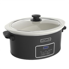 HOMECOOKIN 8-Quart Programmable Slow Cooker with Timer Keep Warm - Small Kitchen Appliance for Family Dinners - Serves 6+ People (Black)