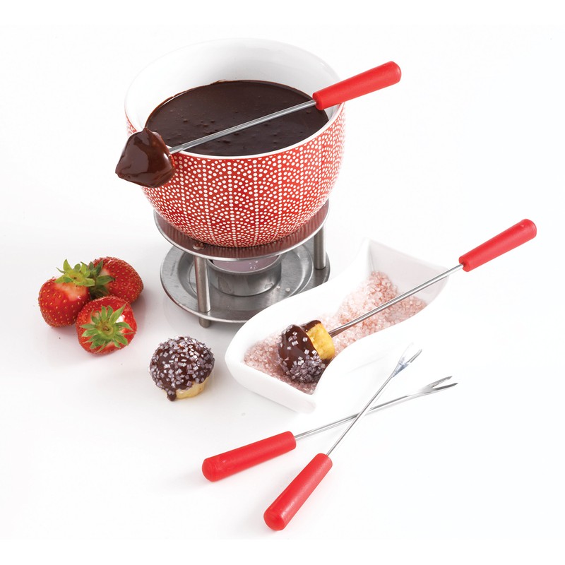 Mastrad Fondue Set - Includes Ceramic Fondue Pot, Stainless Steel