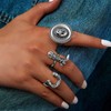 HUASAI Western Statement Rings for Women Silver Turquoise Jewelry Cow