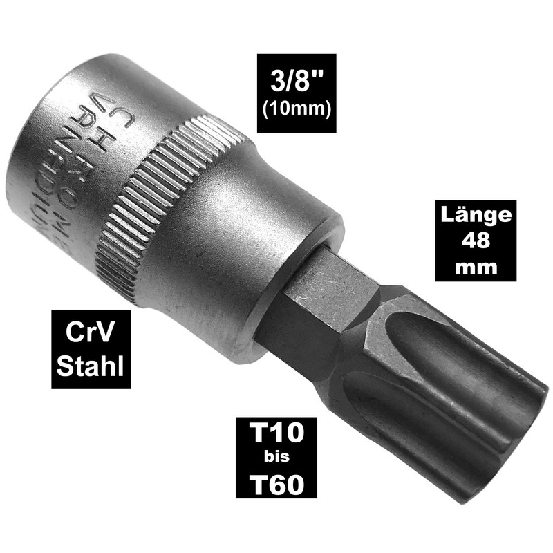 Alkan Socket Spanner Inserts 3/8 Inch Drive T-Profile Socket Bit