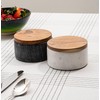 Cork & Mill Grey Marble Salt Cellar with Acacia Wood