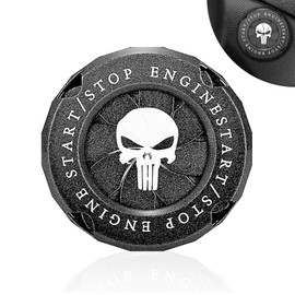 ZKFAR 1 PC Car Engine Push to Start Accessories, Rotary Push Start Button Cover Skull Print, Engine Start Stop Button Cover Rotar, Car Start Button Cover Spin, Motorcycle Startup Decoration (Black)