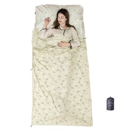 EXERMIL 100% Cotton Sleeping Bag Liner with Full Length Zipper on 3 Sides; Single/Double Adult Sleep Sack for Travel & Camping, Multifunctional Travel Sheets (Unzipped 87”x87”) for Hotel, Lightweight