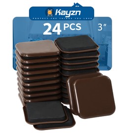 Kayzn Square Furniture Sliders for Carpet, 24pcs 3 inch Heavy Duty Furniture Moving Pads, Reusable Furniture Movers Sliders - Protect The Carpet Surface, Move Heavy Furniture Easy and Quickly!
