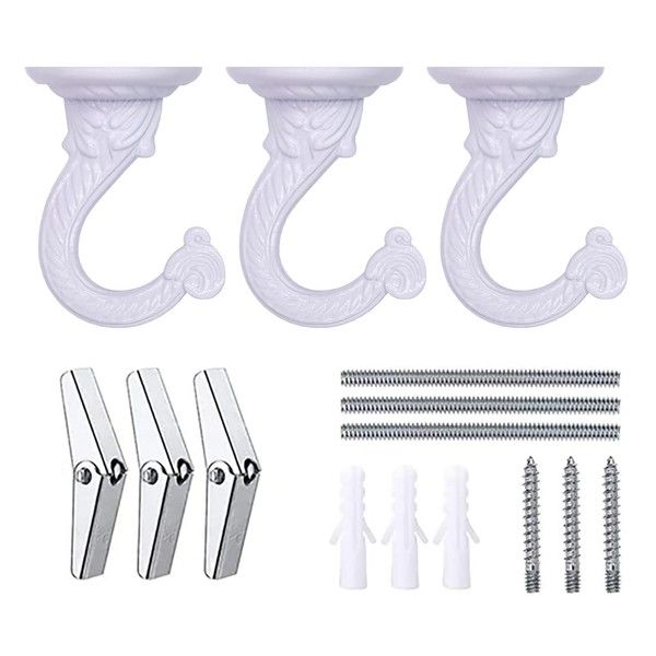 OBSTKUCHEN 3 Sets Large Swag Ceiling Hooks Heavy Duty Swag