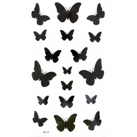 MapofBeauty Black Fly Butterfly Waterproof Temporary Tattoo Body Art Sticker(2 pcs/lot)