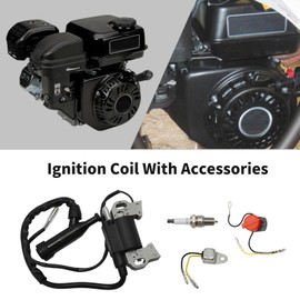 laffoonparts GX390 Ignition Coil Kit w/Spark Plug & Switch Replacement for Honda GX240 GX270 GX340 8HP 9HP 11HP 13HP Engines 339cc 389cc 439cc Generators, Replace 30500-ZE2-023, 30500-ZF6-W02