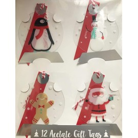 Design Focus 12 Acetat Gift Tags Christmas Themed