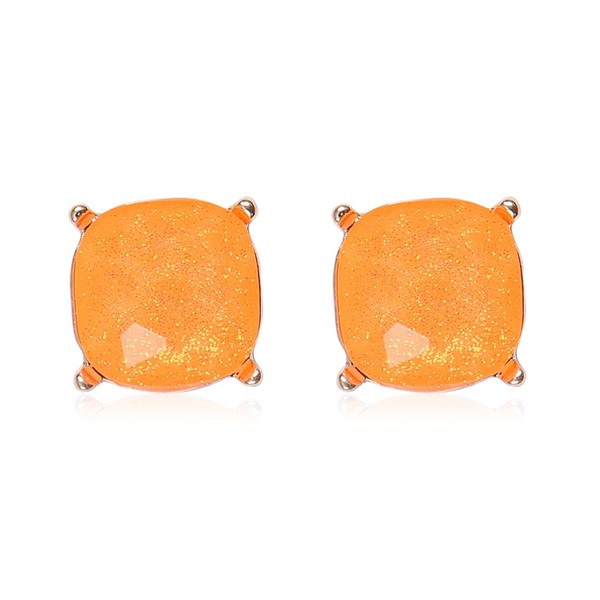 Faceted Jewel Statement Stud Earrings - Square Cushion Cut Sparkly