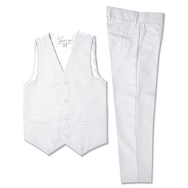 Johnnie Lene Boys Formal Vest and Pants Set #JL42 (8, White)
