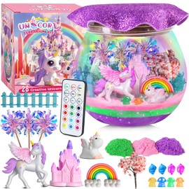 DIY Creative Unicorn Terrarium Set, Toys for Boys and Girls, Novelty Unicorn Craft Set in 13 Bright Colours with Timed Remote Control for Children Aged 3, 4, 5, 6, 7, 8+ Years