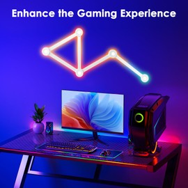 HEDCINLT RGB Wall Light lines, Smart Gaming LED Lights DIY Geometry Splicing Gaming Wall Light Bar, Backlit Modular APP Control Colour Changing for Game Room,Bedroom,Home Decor Lights (5 Lines, White)