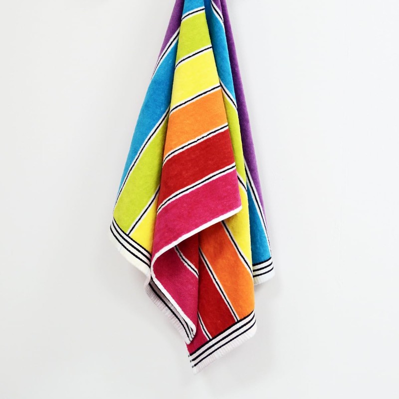 Allure Rainbow Stripe Beach Towel 70 x 140cm - 100%