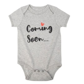 Cnins New Mom Pregnancy Annoucments to Grandma Coming Soon Baby Onesie Outfits for Newborn Boy & Girls(N-Gray-BK,3-6M)