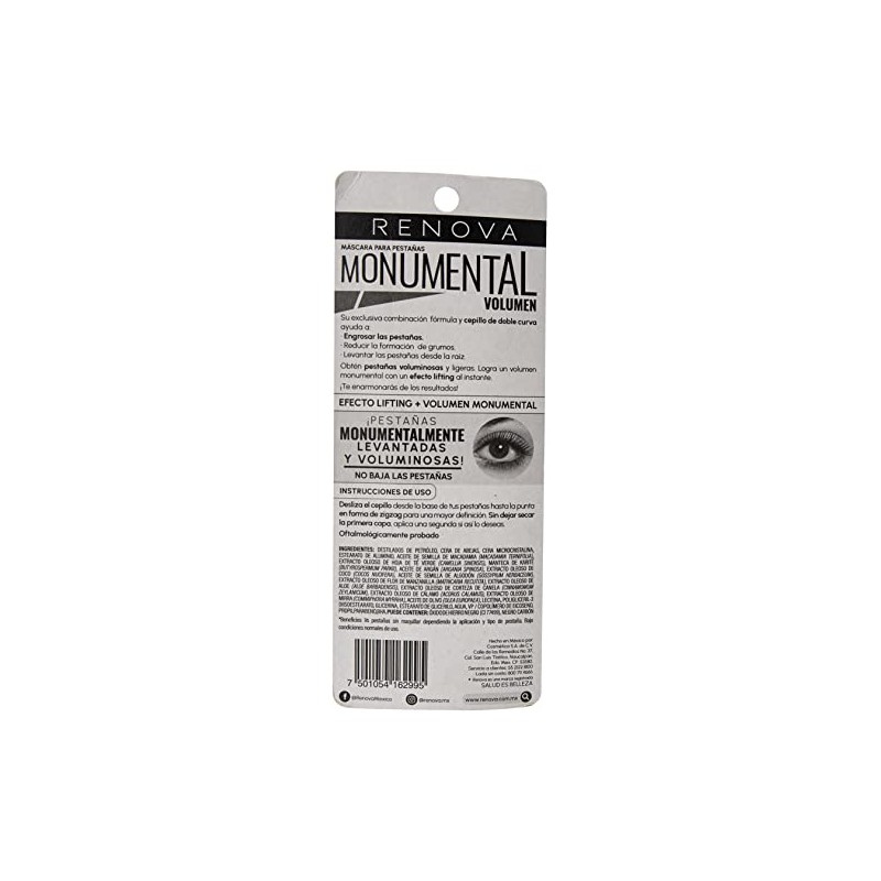 Renova Mascara de Pestañas Monumental Volumen Negro 12g
